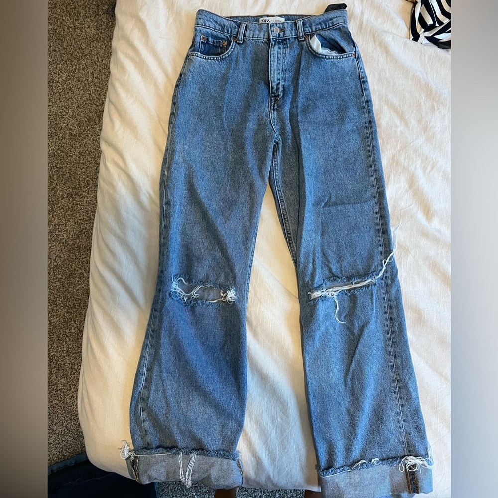 Zara Blue Denim Jeans 90s full length
